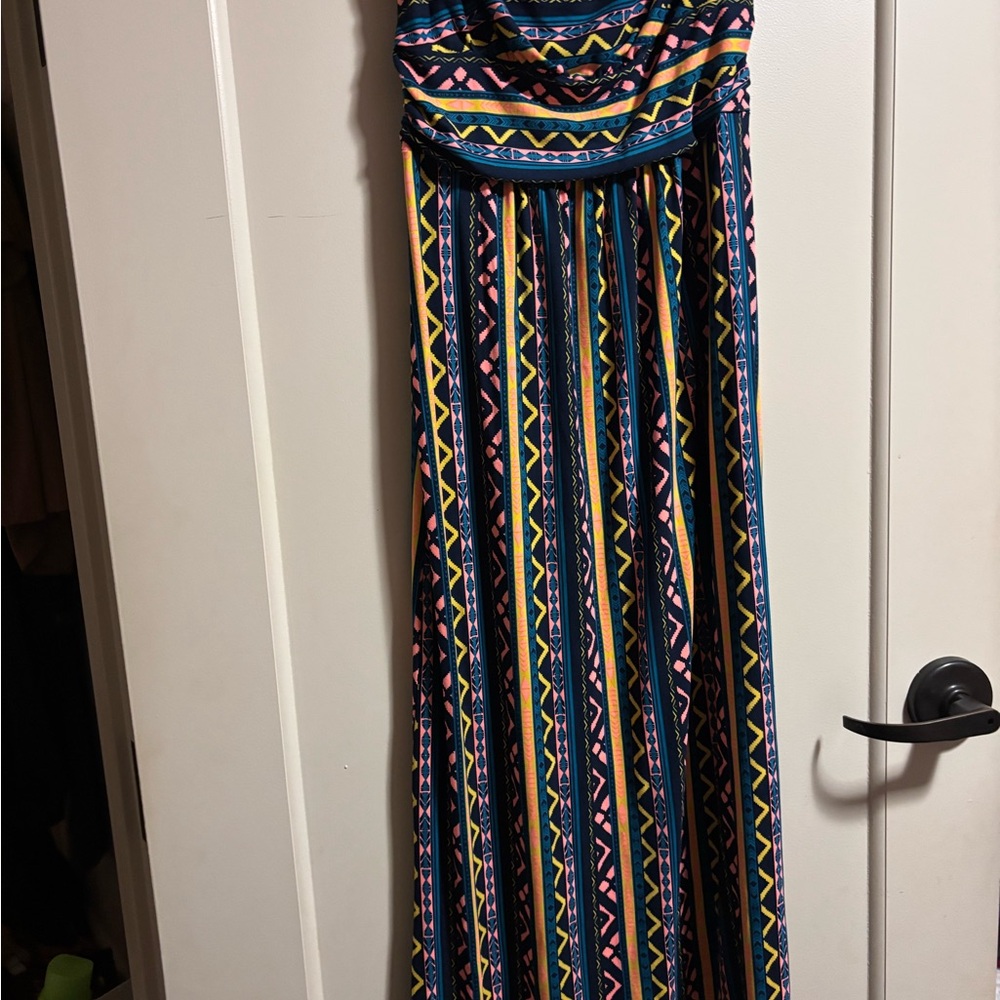 Women's Navy Aztec Stripe Maxi Dress - Multicolor - Picture 3 of 3